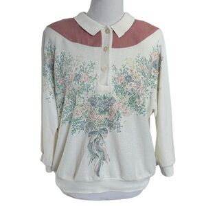 Vintage Tag by Teddi Floral Sweater Cardigan Size S/M